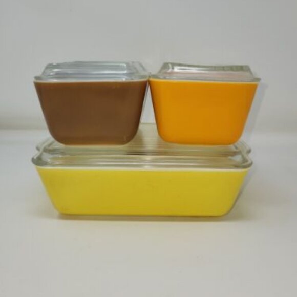 Vintage Pyrex Rare Town and Country Refrigerator Dish Set - 8 Piece Complete - Picture 3 of 16